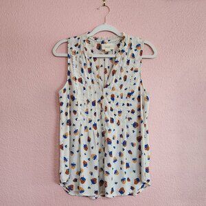 Maeve Anthropologie Strawberry Print Pintuck Sleeveless Top Size 4 EUC